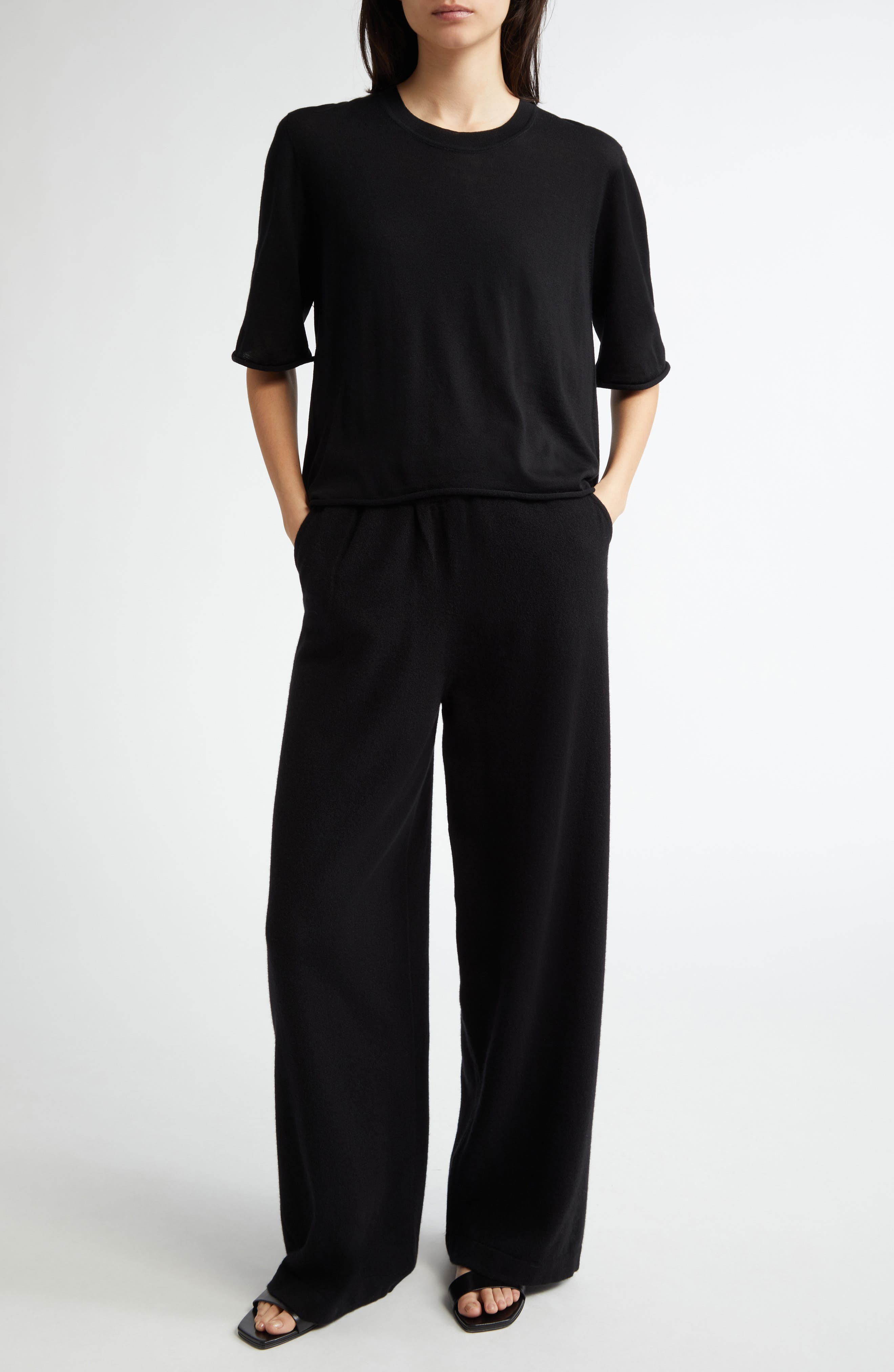 Johnstons of Elgin Performance High Waist Cashmere Blend Sweater Pants in Black at Nordstrom - 2