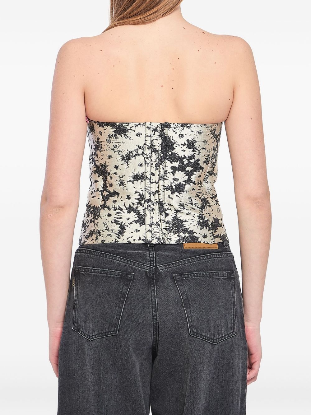 floral-jacquard top - 2