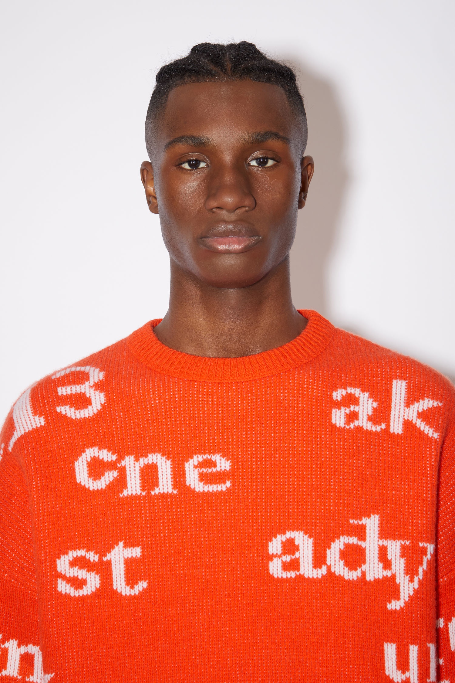 Crew neck sweater - Mandarin Orange/White - 6