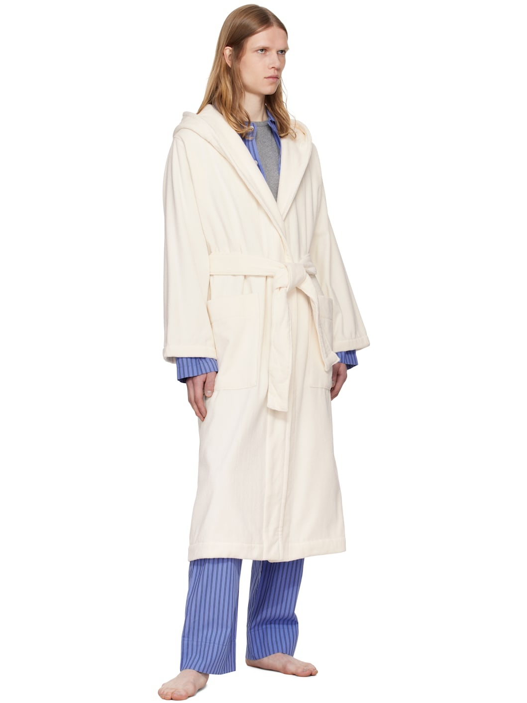 Off-White Terry Hooded Bathrobe - 4