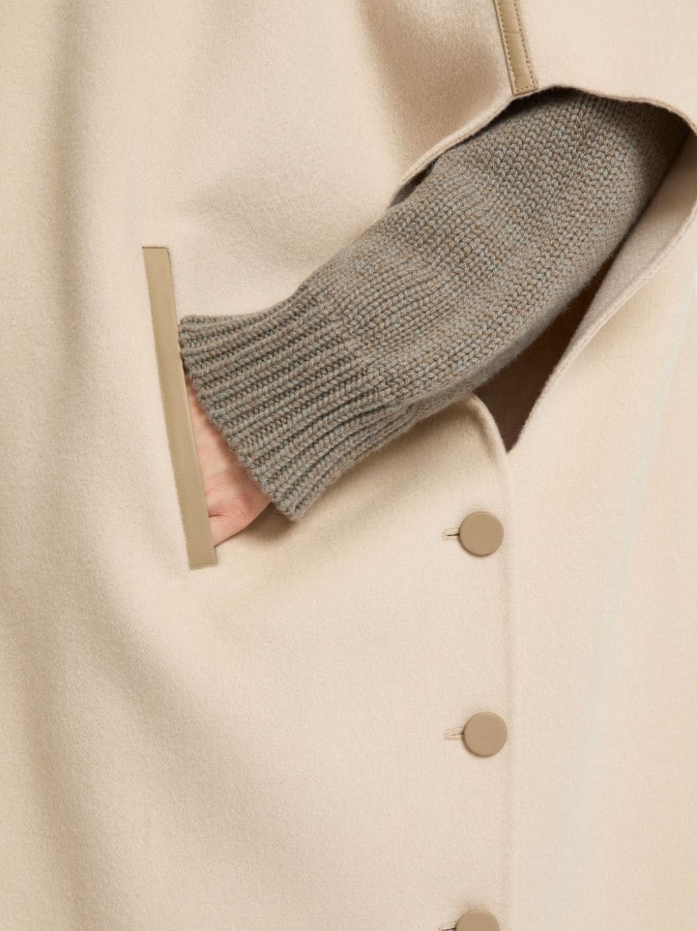 double-layer cashmere-blend cape - 5