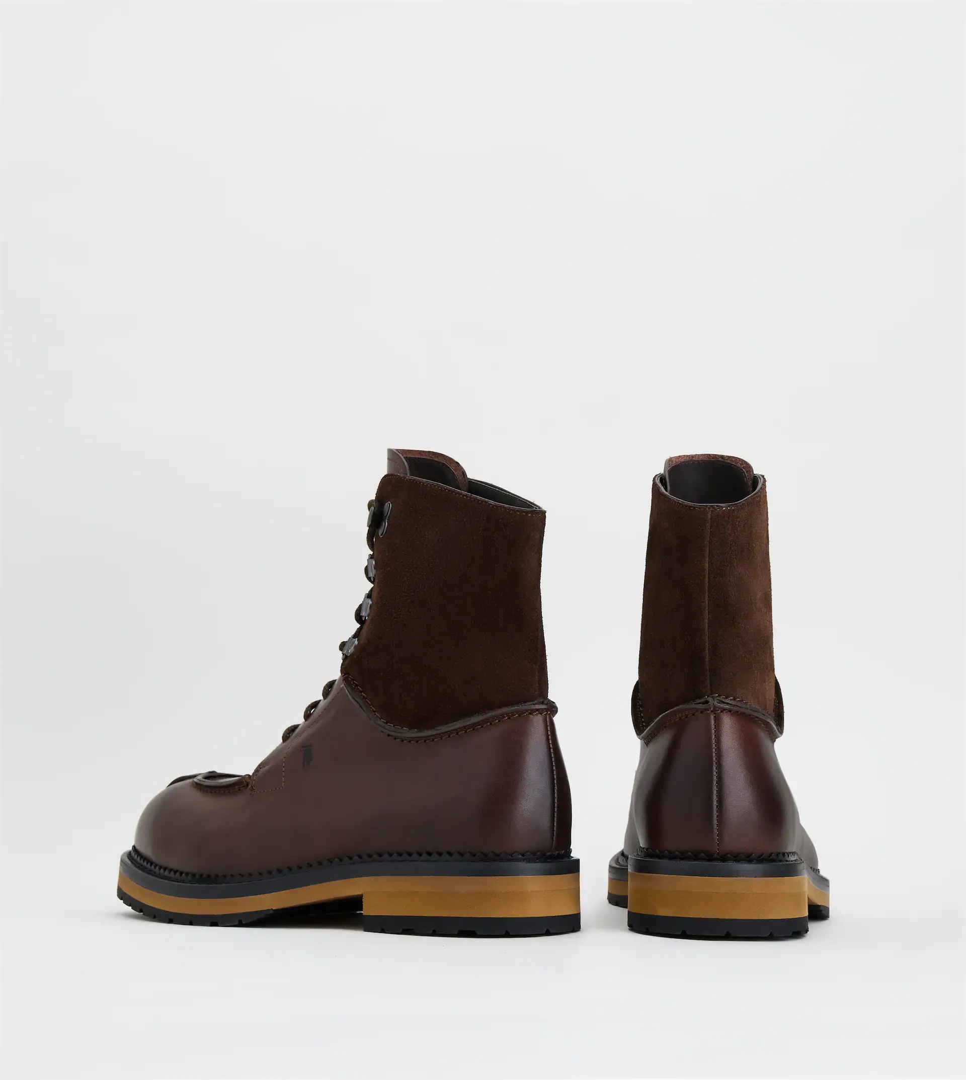 BOOTS IN SMOOTH LEATHER AND SUEDE - BROWN - 4