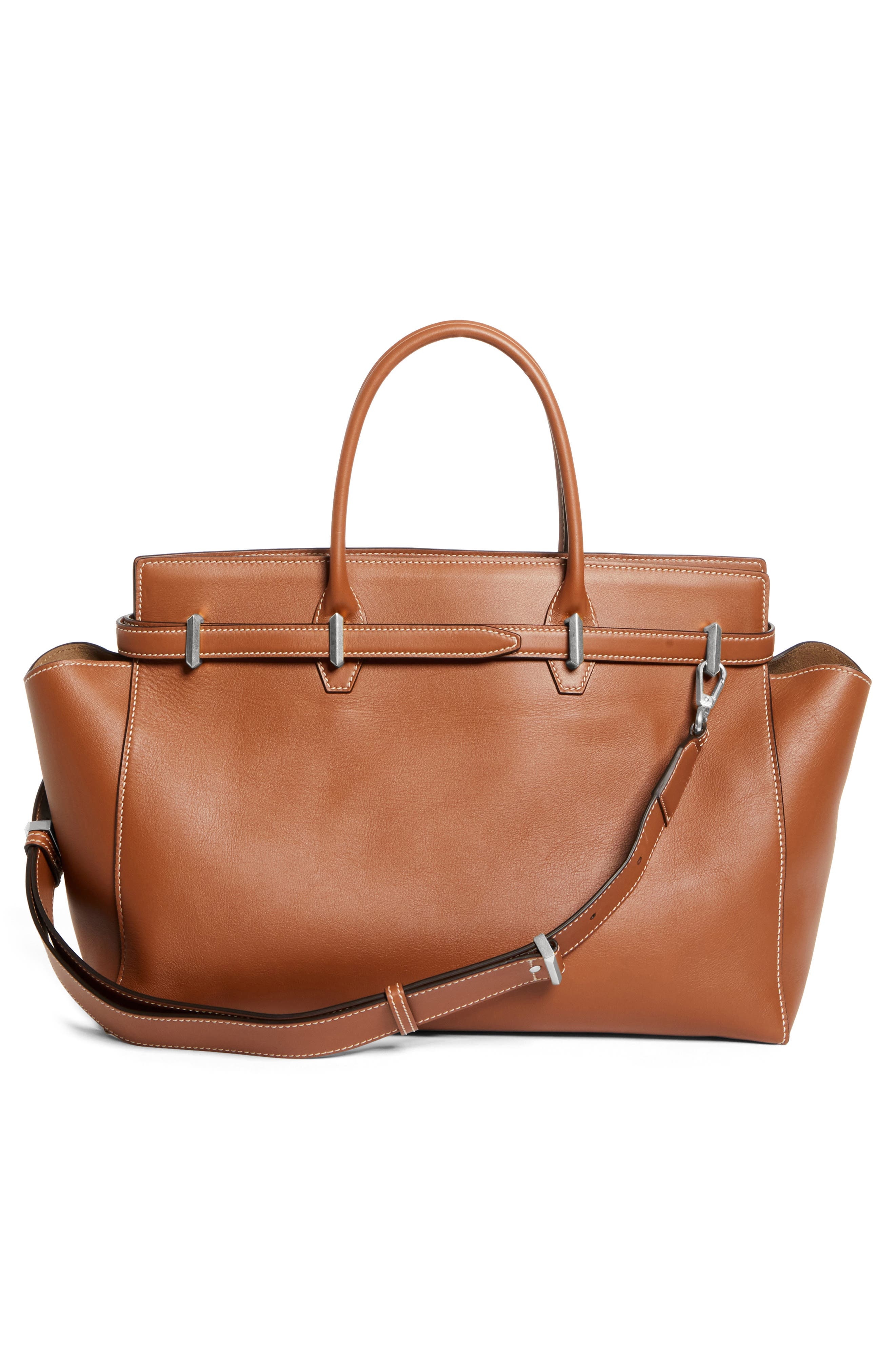 Jimmy Choo Medium Diamond Leather Belted Tote in Tan/Ecru/Gold at Nordstrom - 4