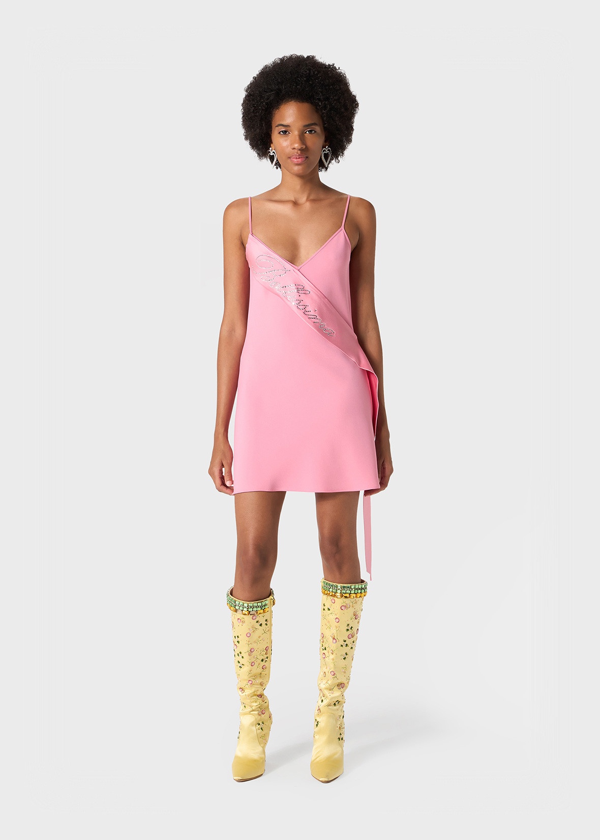 SLIP DRESS WITH SATIN BAND AND LOGO DECORATION - 2