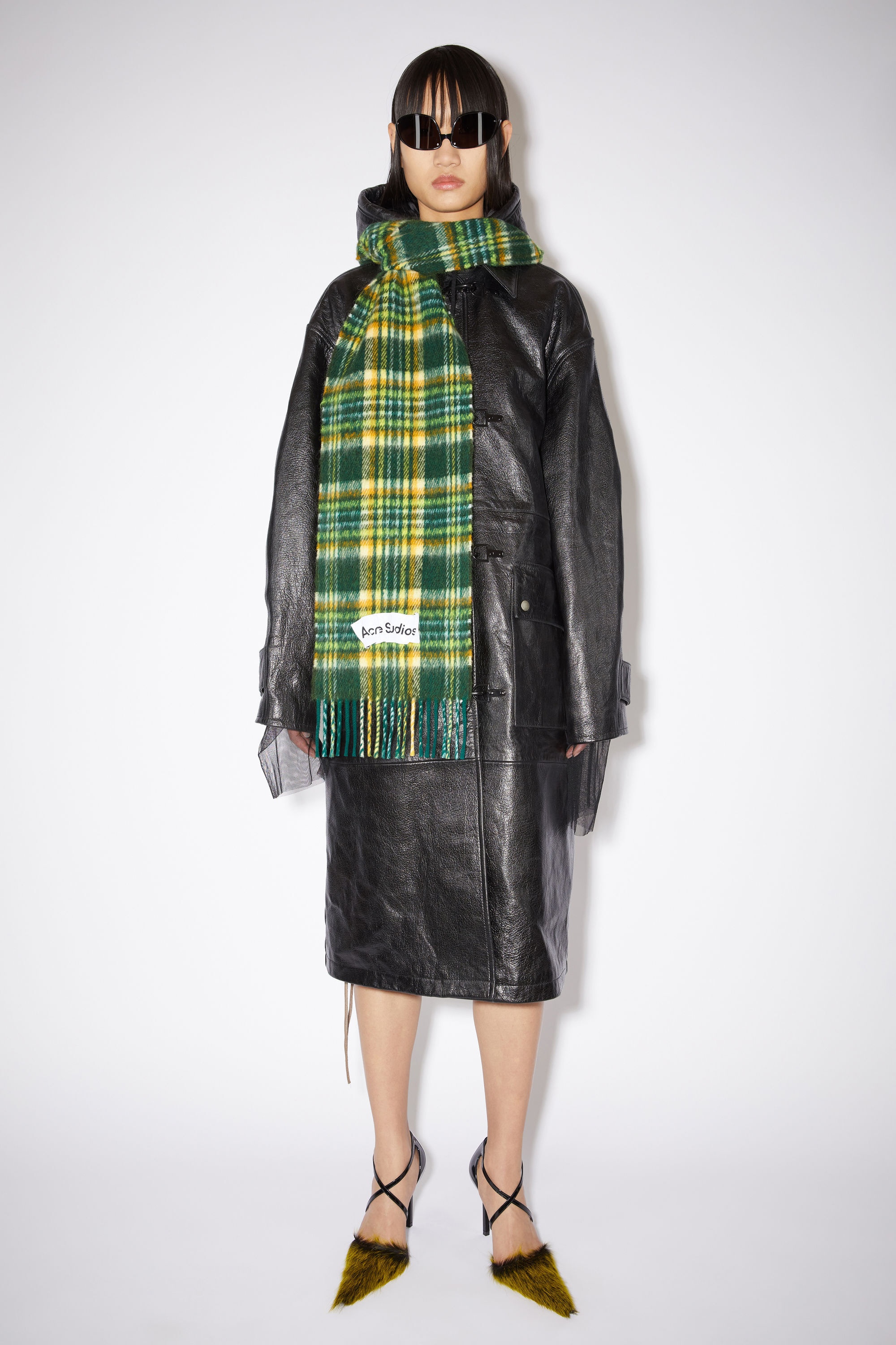 Tartan wool-blend scarf - Green - 2