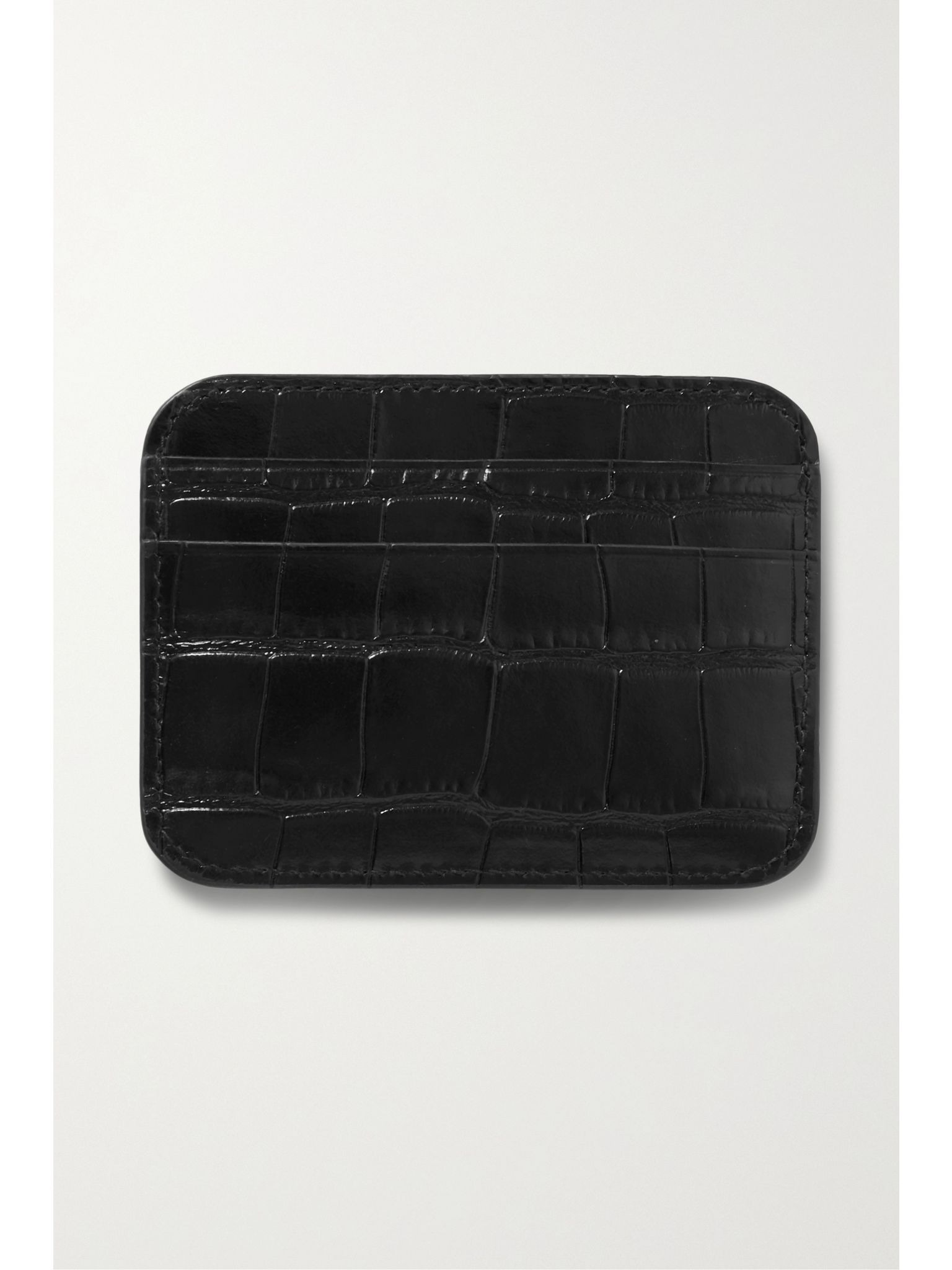 Cash printed croc-effect leather cardholder Black - 2