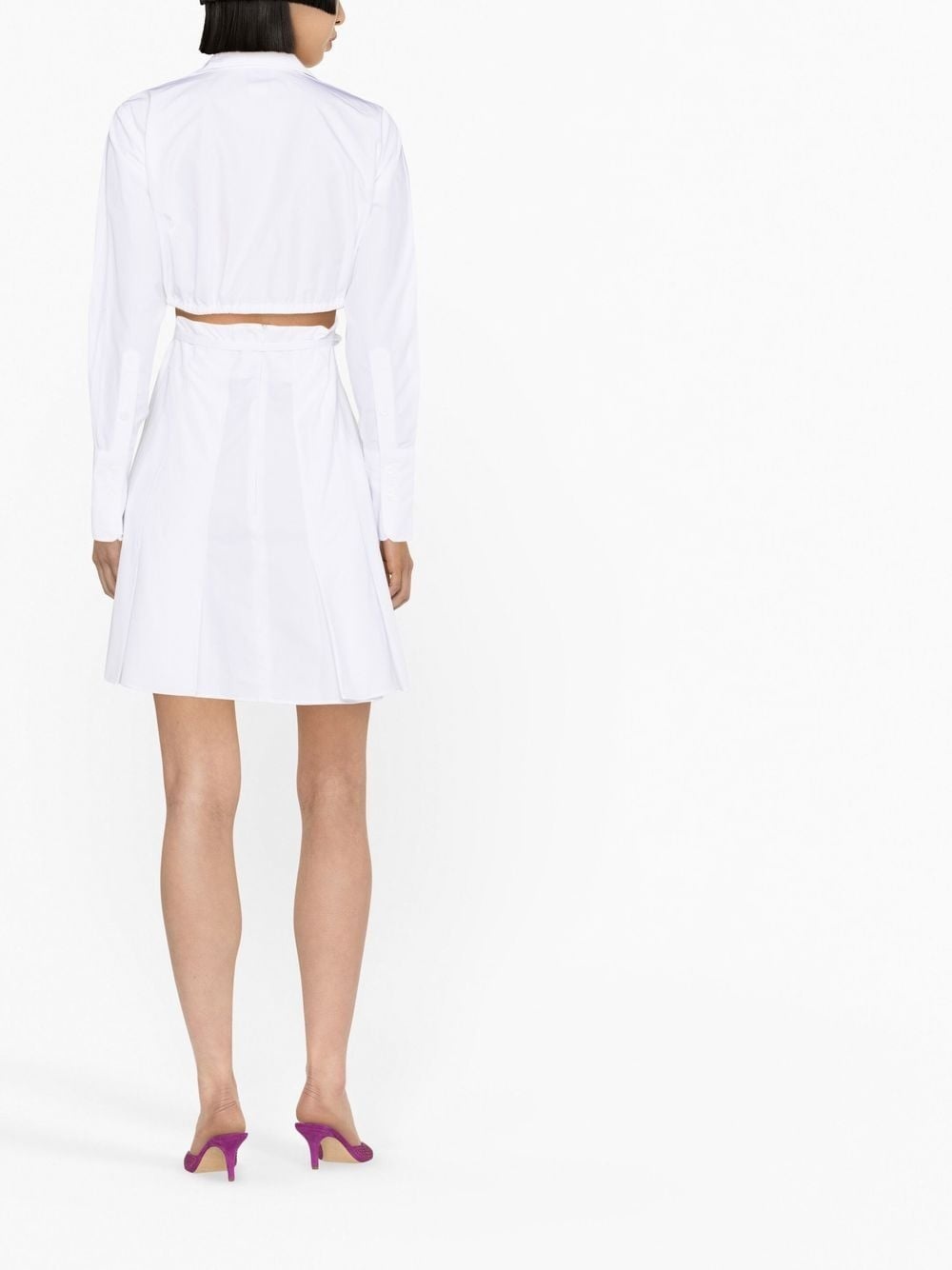 pleat-detail mini shirtdress - 3