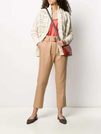 Brunello Cucinelli open-knit belted cardigan outlook