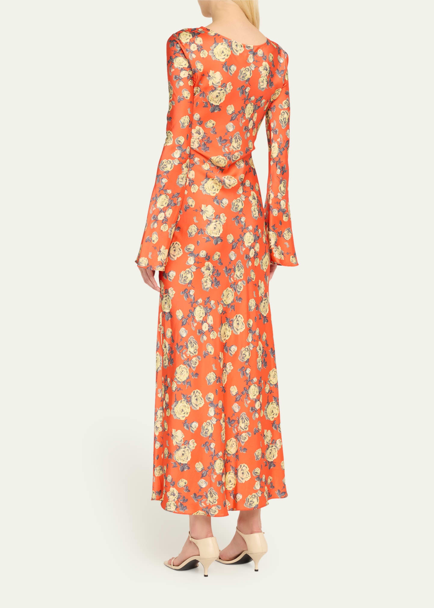 Floral Satin Maxi Dress - 3