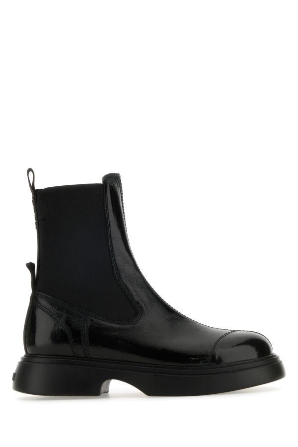 【送料&関税込】Ganni Black Synthetic Leather Chelsea Ankle GANNI Black synthetic leather Chelsea ankle boots
