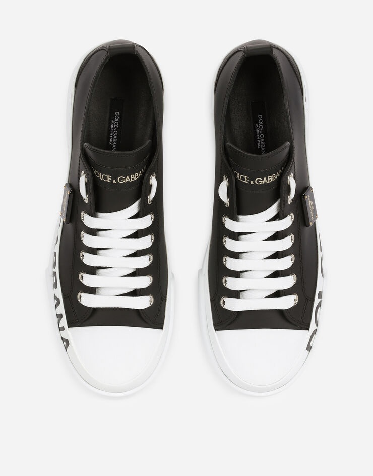 Calfskin Portofino light sneakers with logo-detailed plate and logo print - 4