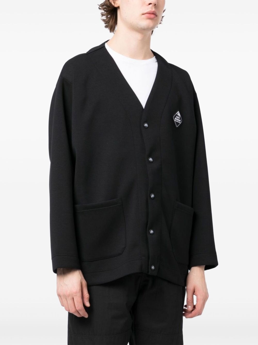 logo-patch cardigan - 3