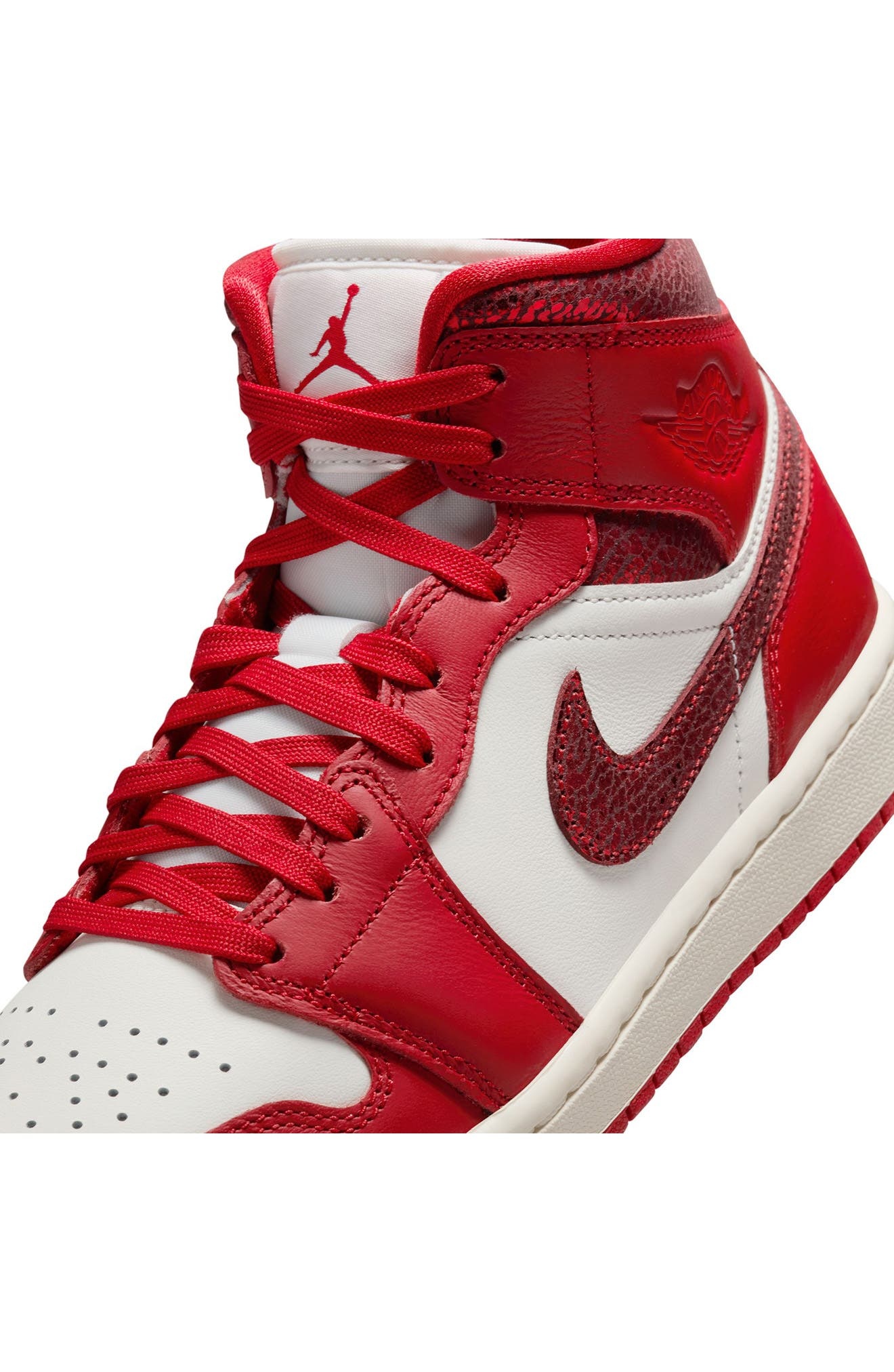 Air Jordan 1 Mid SE Basketball Sneaker in Sail/Varsity Red/Team Red at Nordstrom - 8