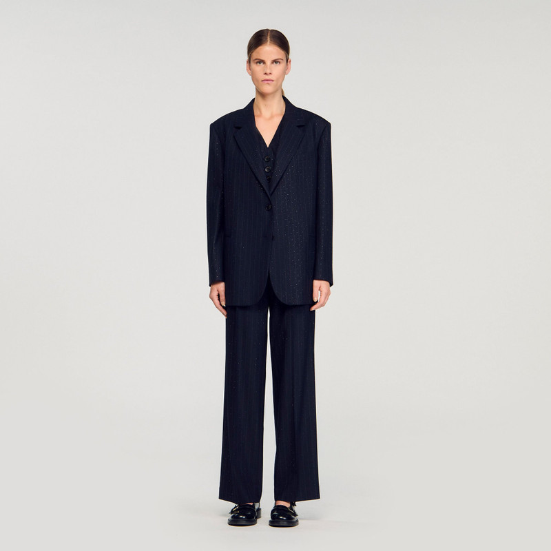 Sandro STRIPED RHINESTONE SUIT JACKET outlook