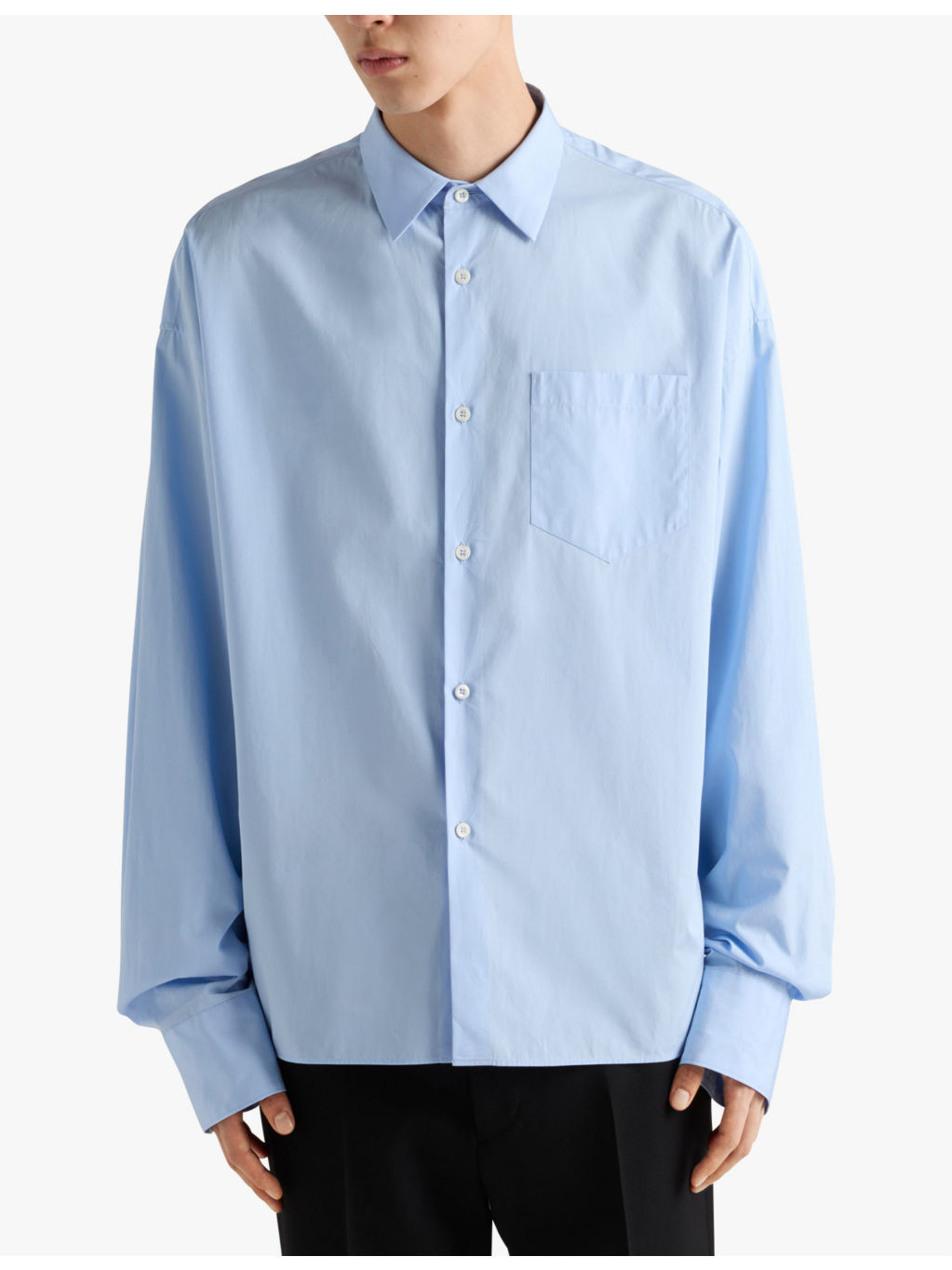 Long-sleeved chest-pocket cotton shirt - 3