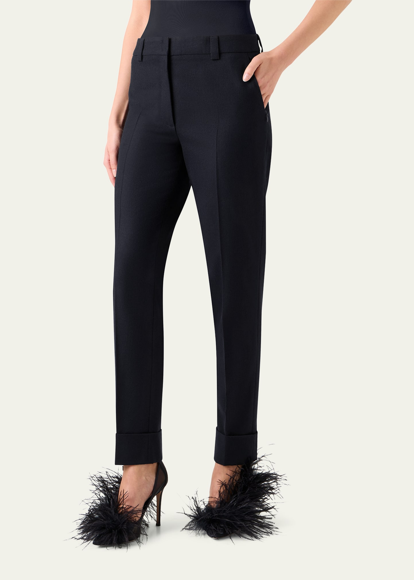 Maxima Wool Stretch Flannel Skinny-Leg Ankle Pants - 4