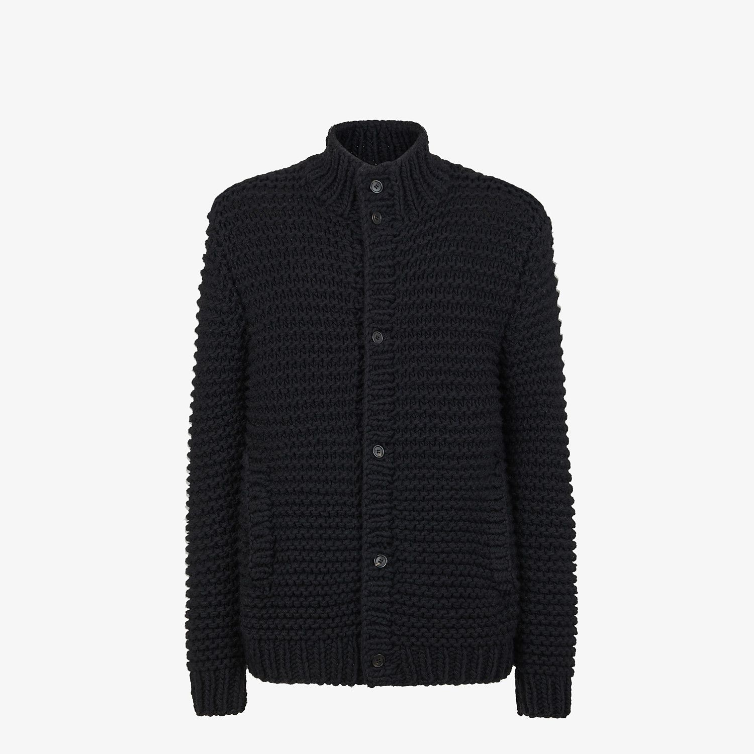 Black wool cardigan - 1