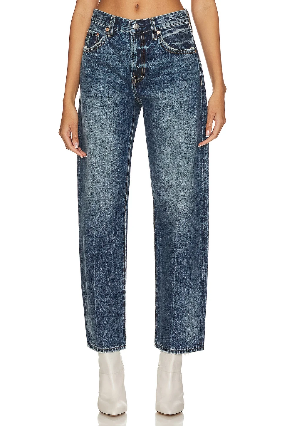 Lexi Mid Rise Relaxed Straight Jeans - 1