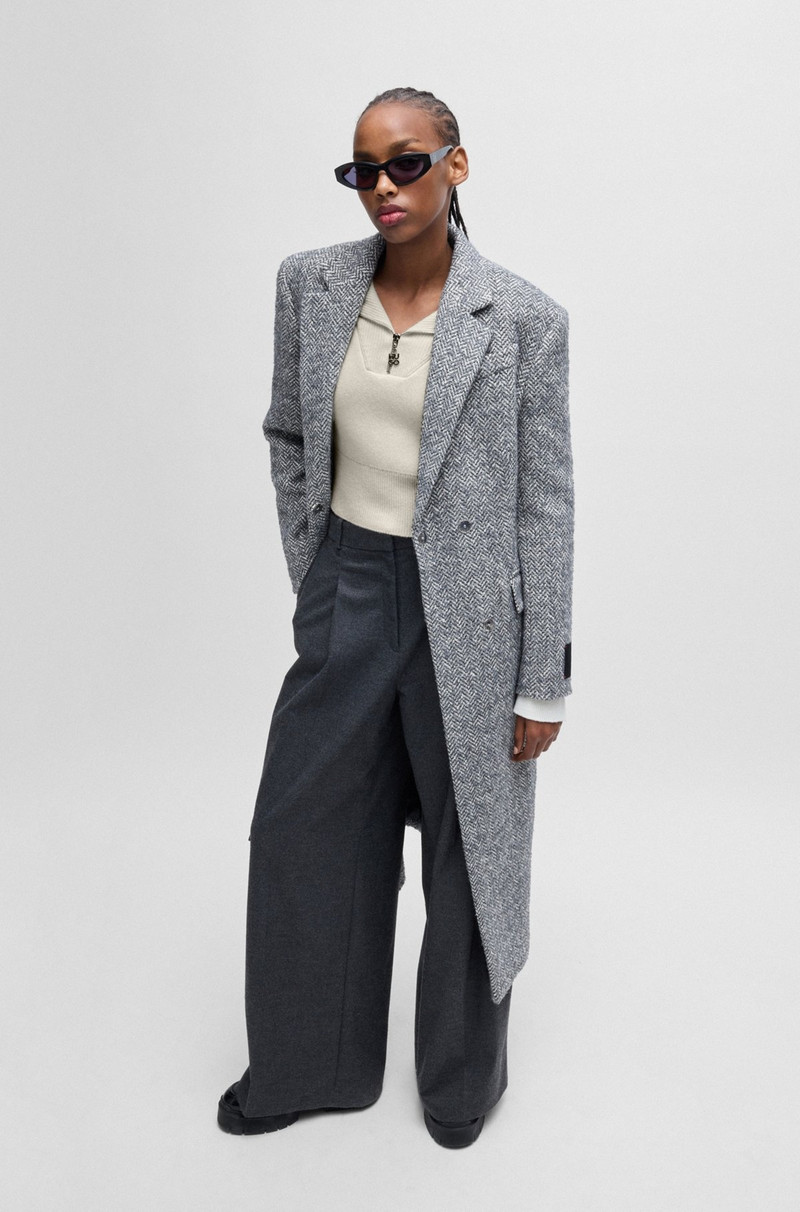 HUGO CROPPED SWEATER WITH STACKED-LOGO ZIP PULLER outlook