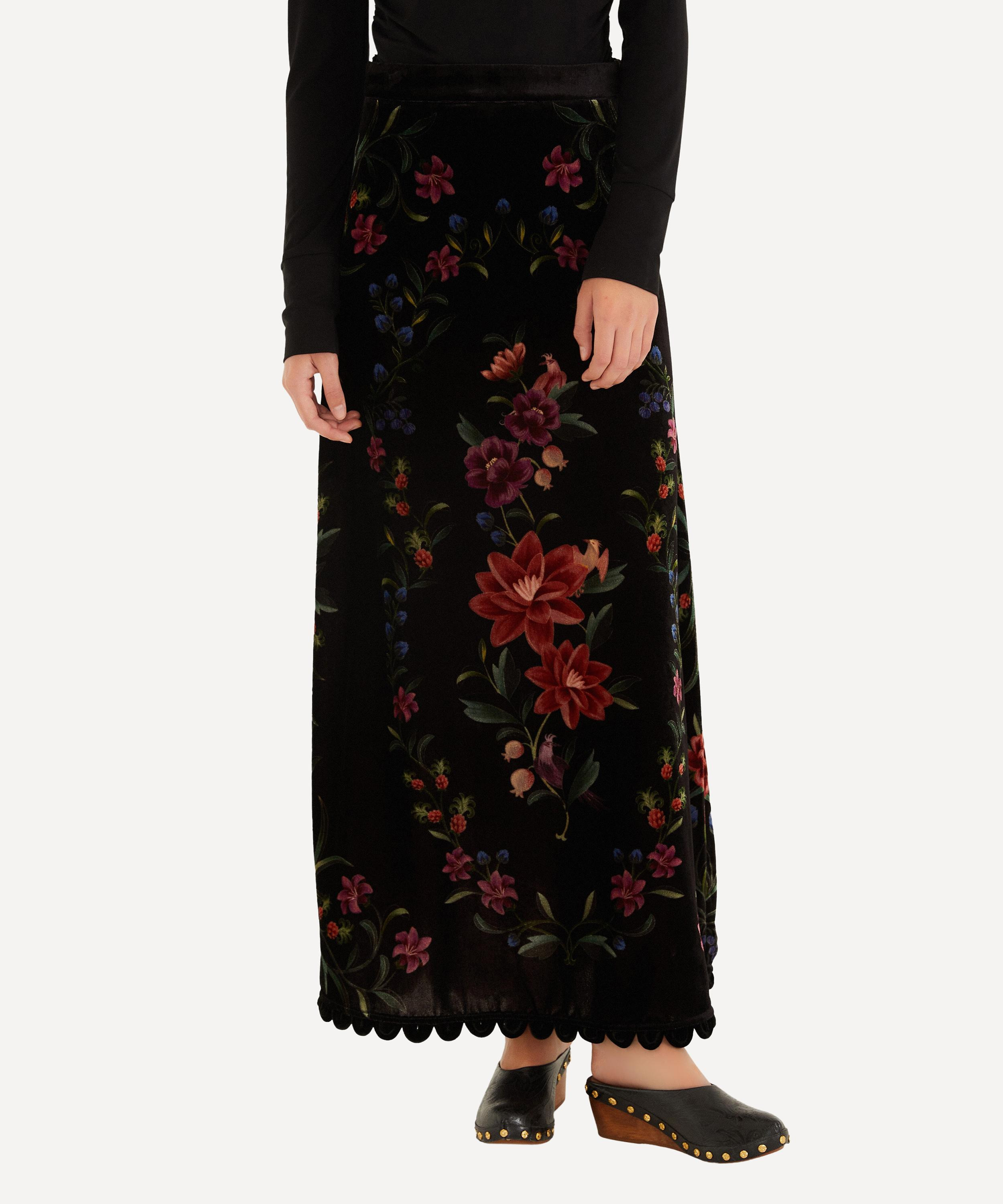 Black Belle Garden Scallop Hem Midi Skirt - 3