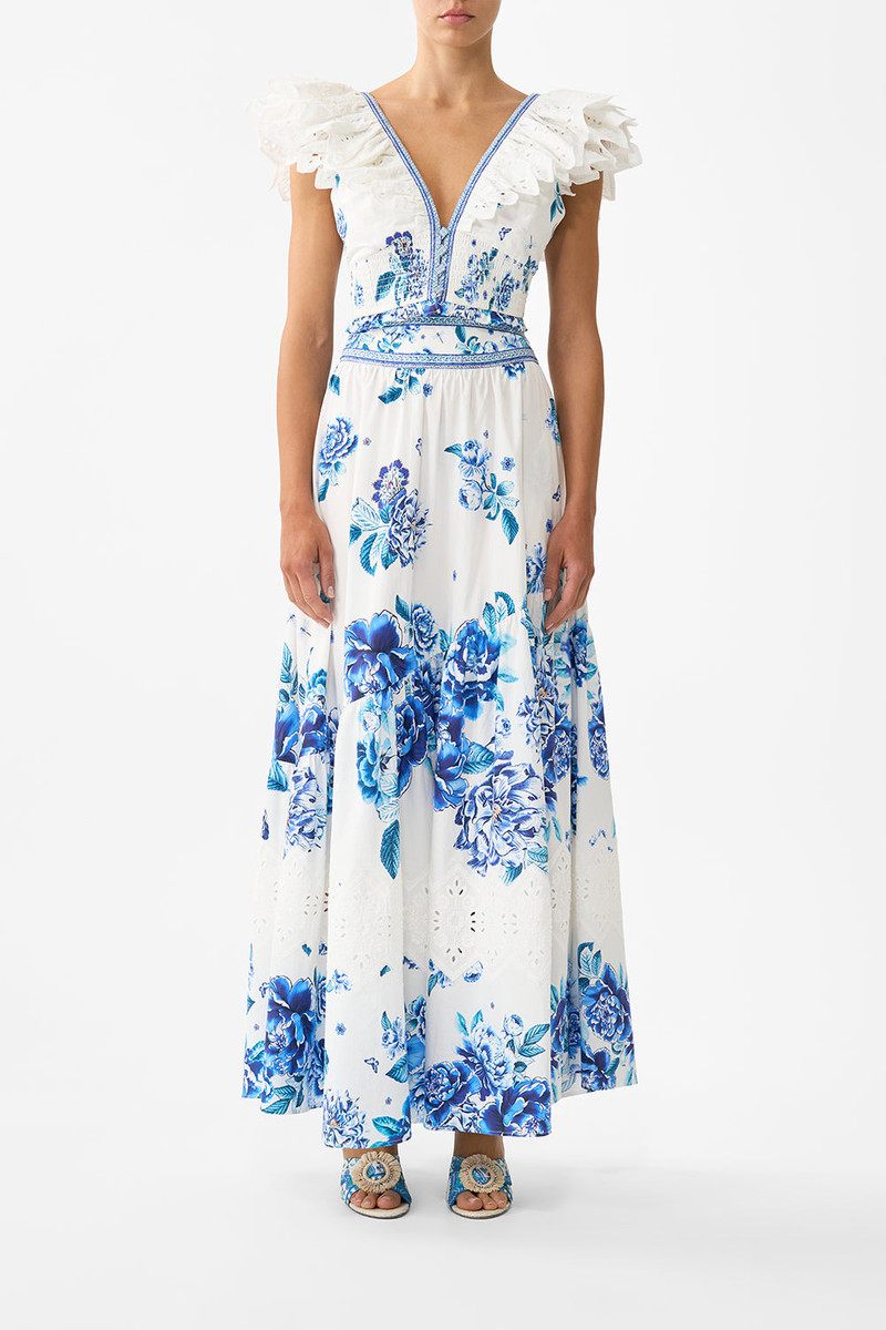 CAMILLA DEEP V FRILL SHORT SLEEVE TOP outlook