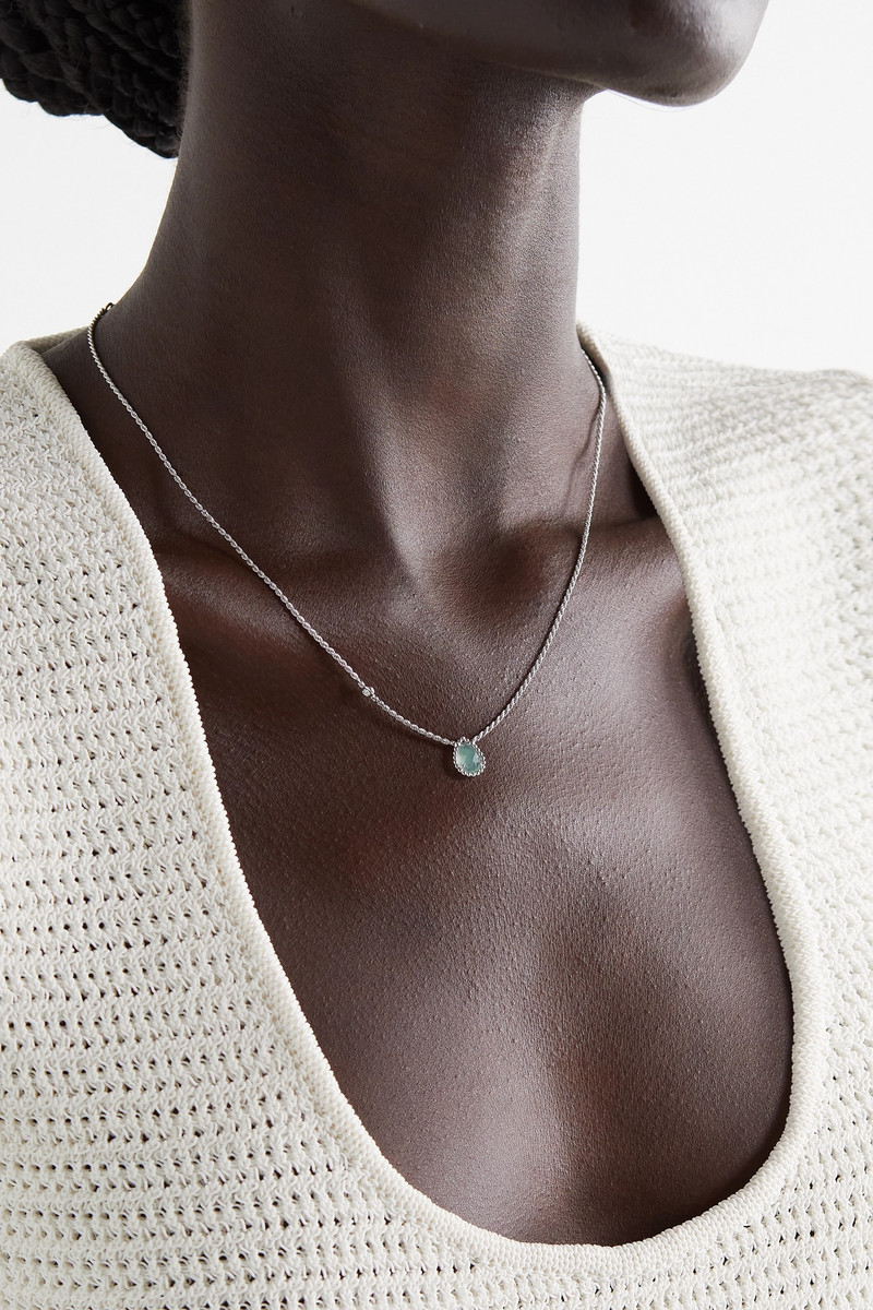 Boucheron Serpent Bohème 18-karat white gold, aquaprase and diamond necklace outlook