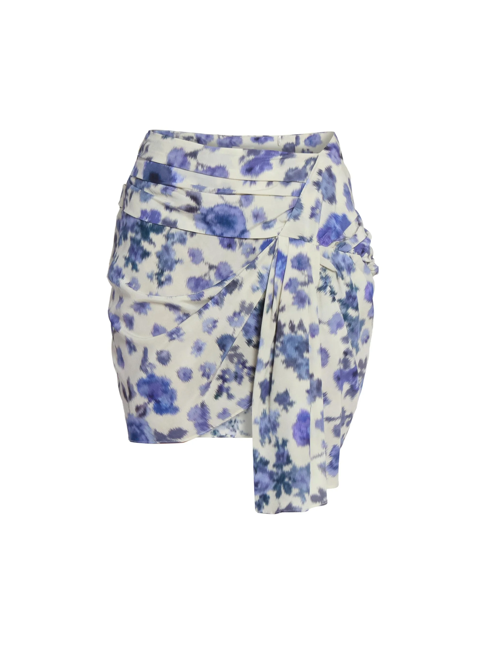 Women's Ovia Printed Draped Stretch-Silk Miniskirt - Blue - 1