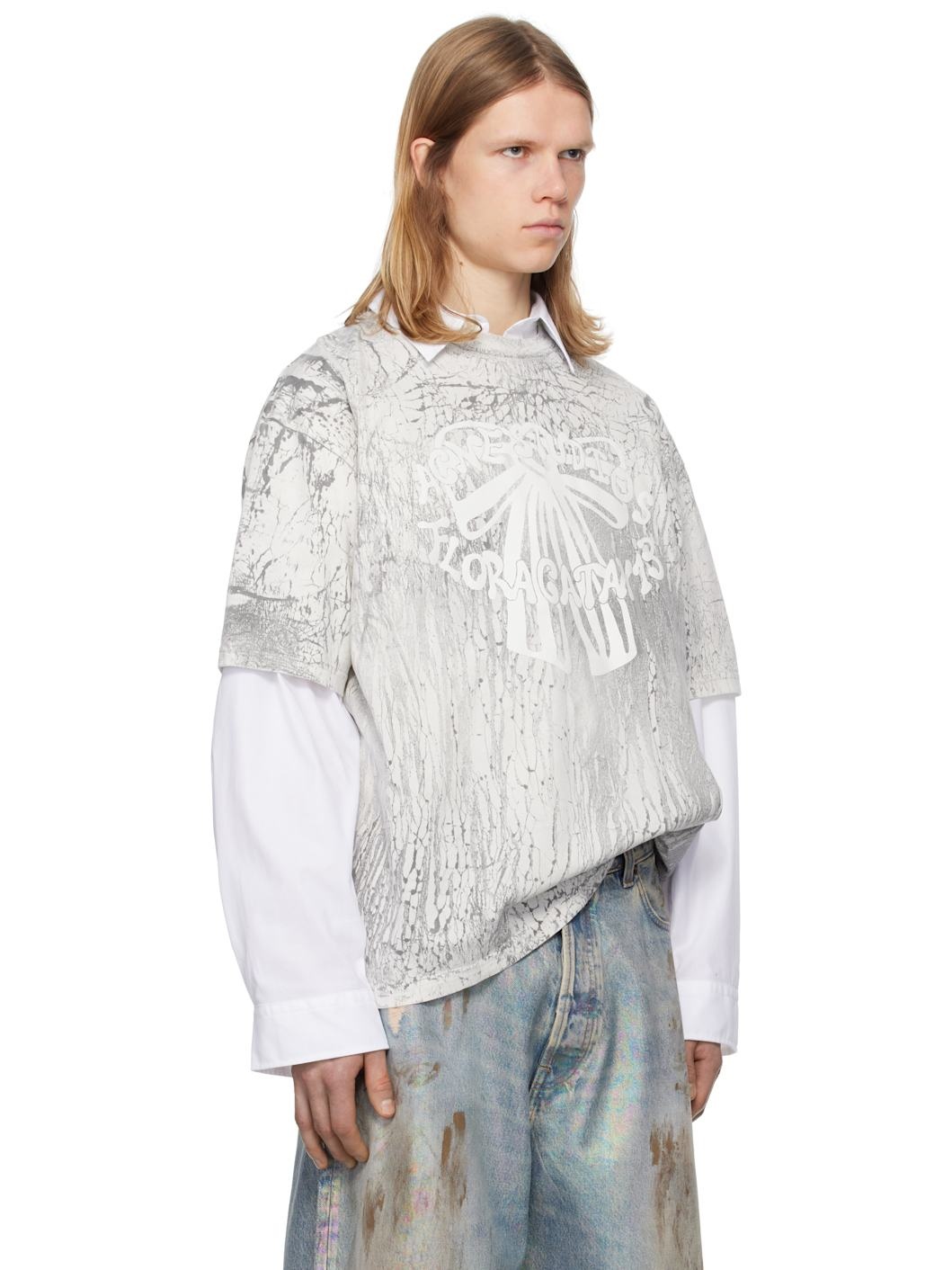 Gray Plaster Print T-shirt - 2