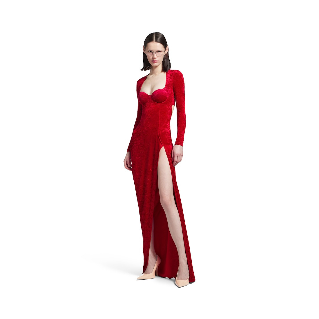Women's Draped Maxi Dress in Garnet - 2