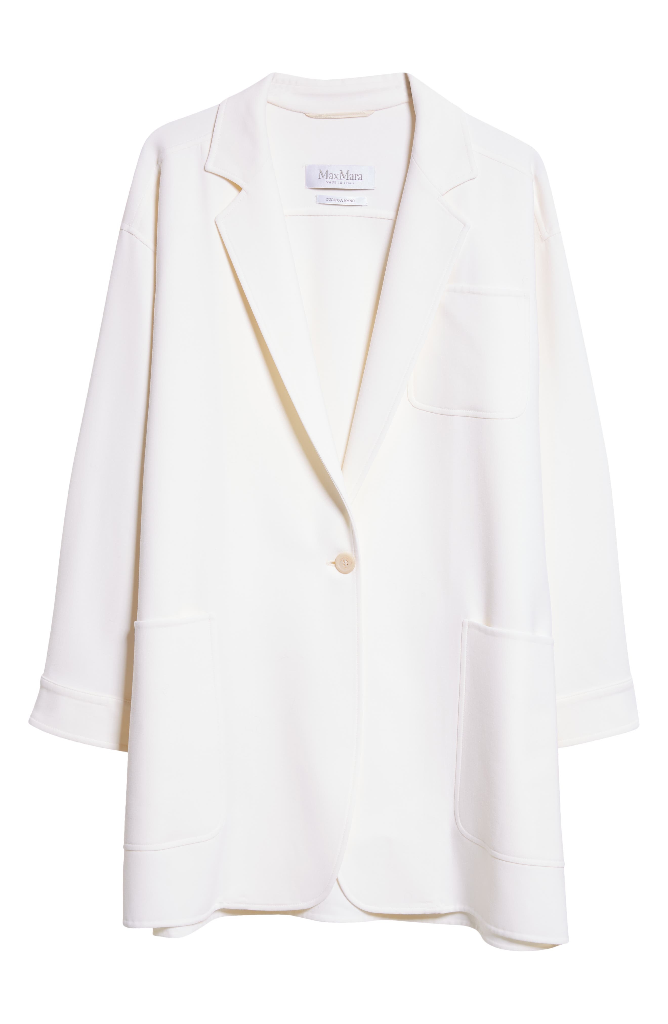 Max Mara Oversize Single Breasted Stretch Wool Canvas Blazer in White at Nordstrom - 7