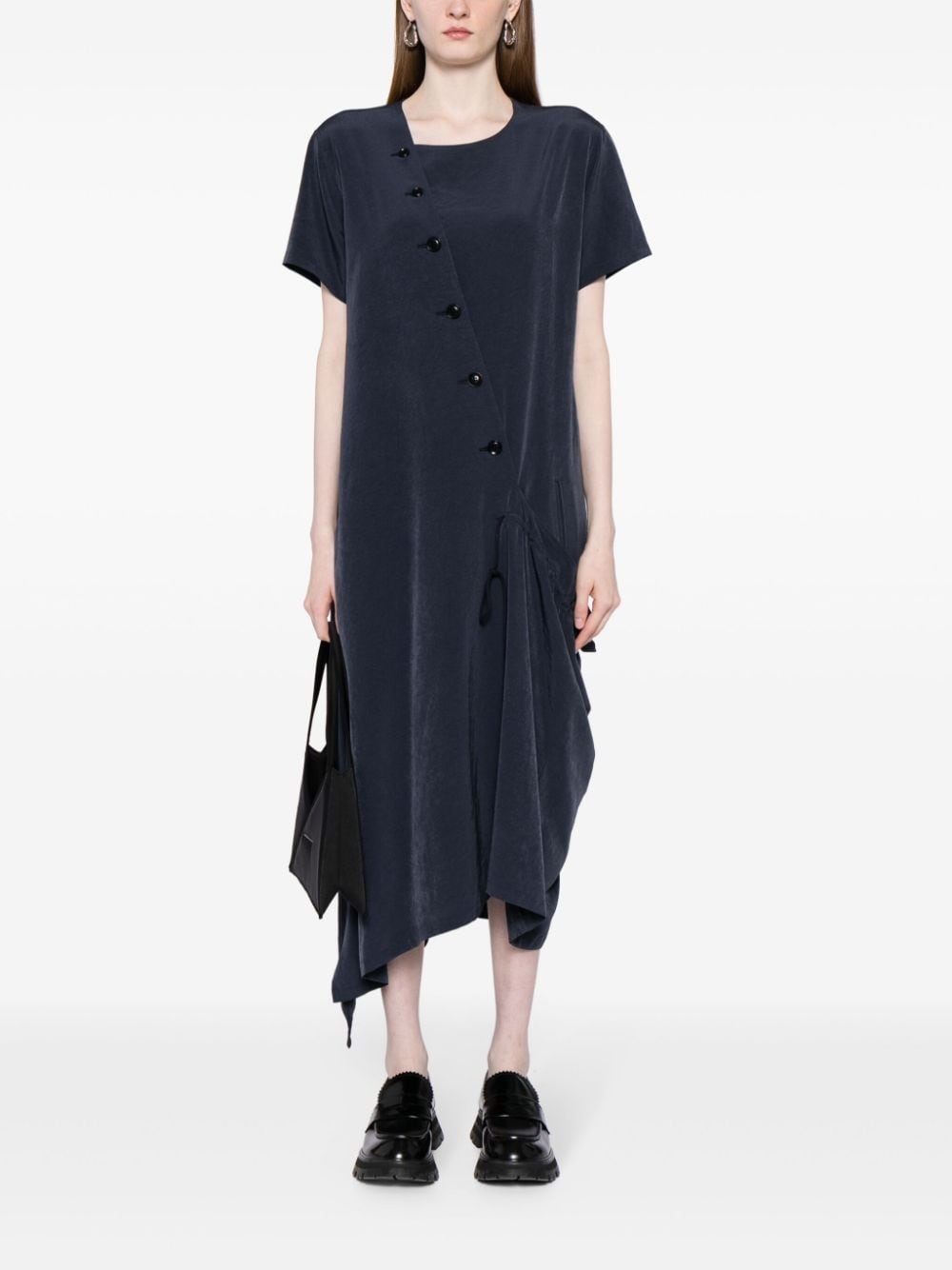 round-neck button-detailing dress - 2