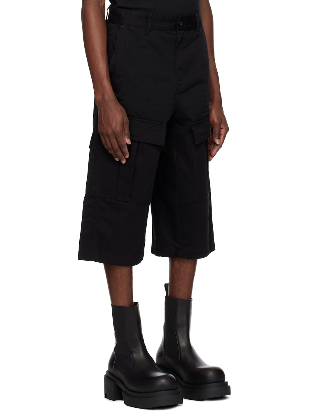 Black Chino Cargo Shorts - 2
