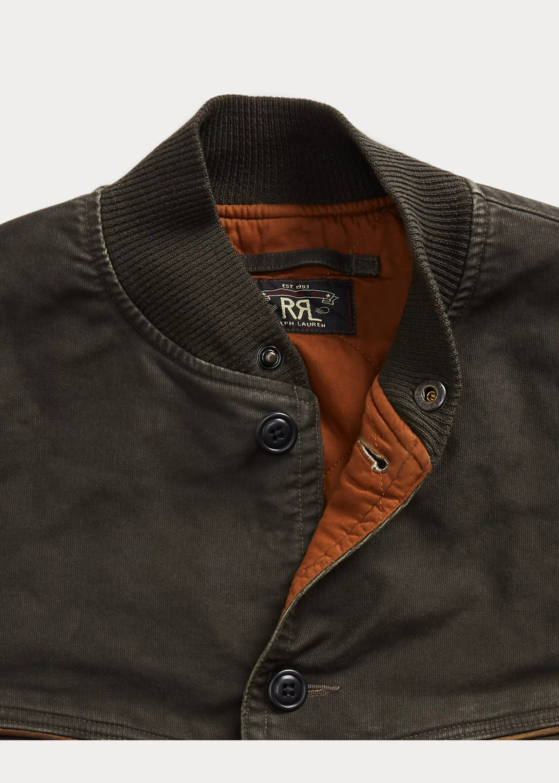 Leather-Trim Cotton Bomber Jacket 3