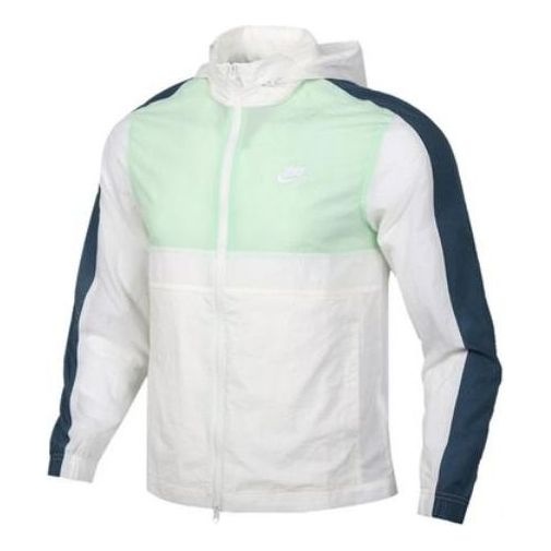 Nike Sportswear Woven Logo Stowaway Hood Jacket 'Green White' CU4310-133 - 1