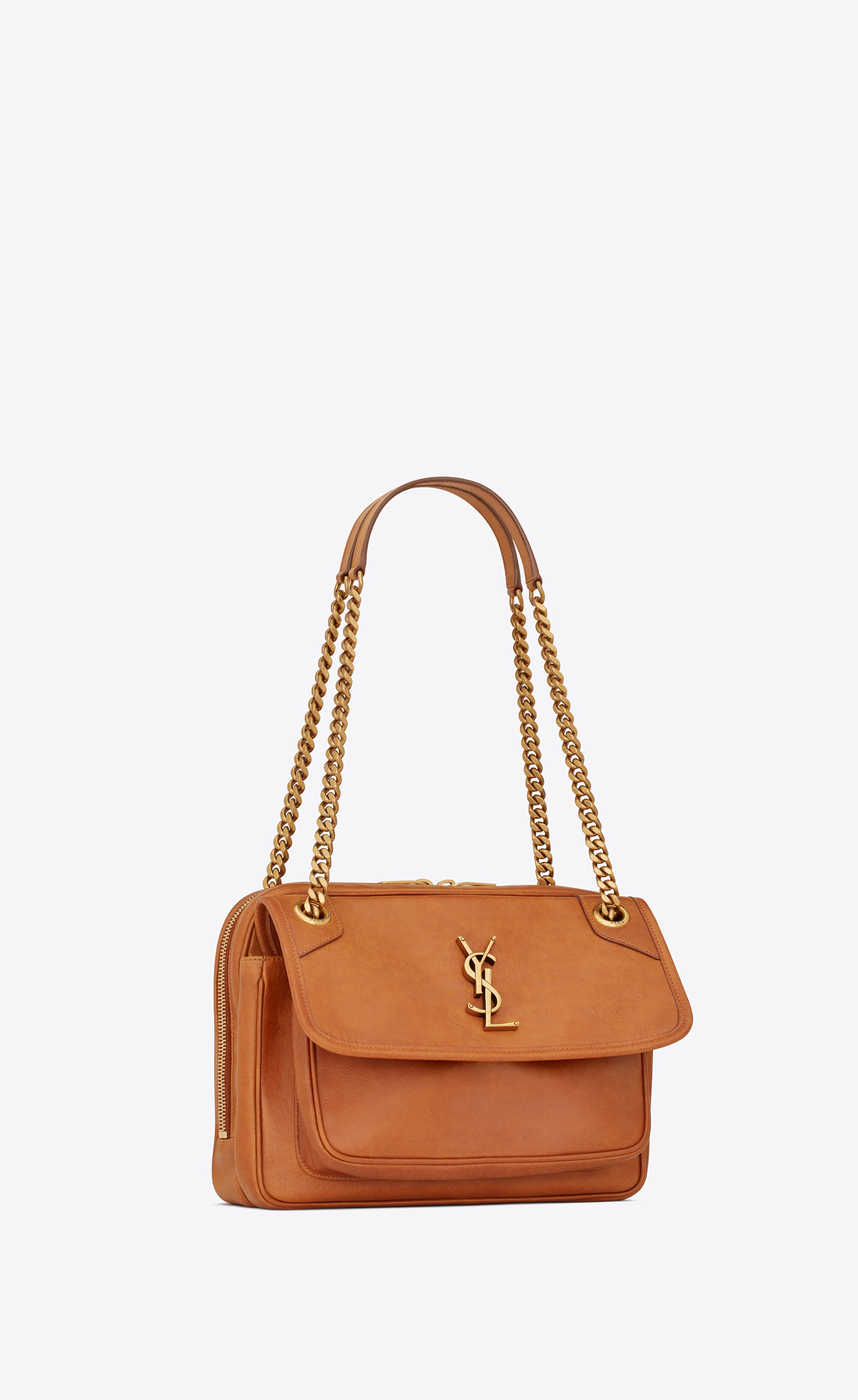 SAINT LAURENT niki camera bag in smooth leather REVERSIBLE
