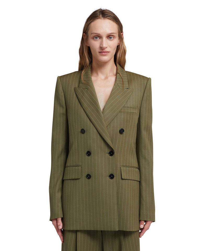 MSGM Fresh wool pinstripe double-breasted jacket outlook