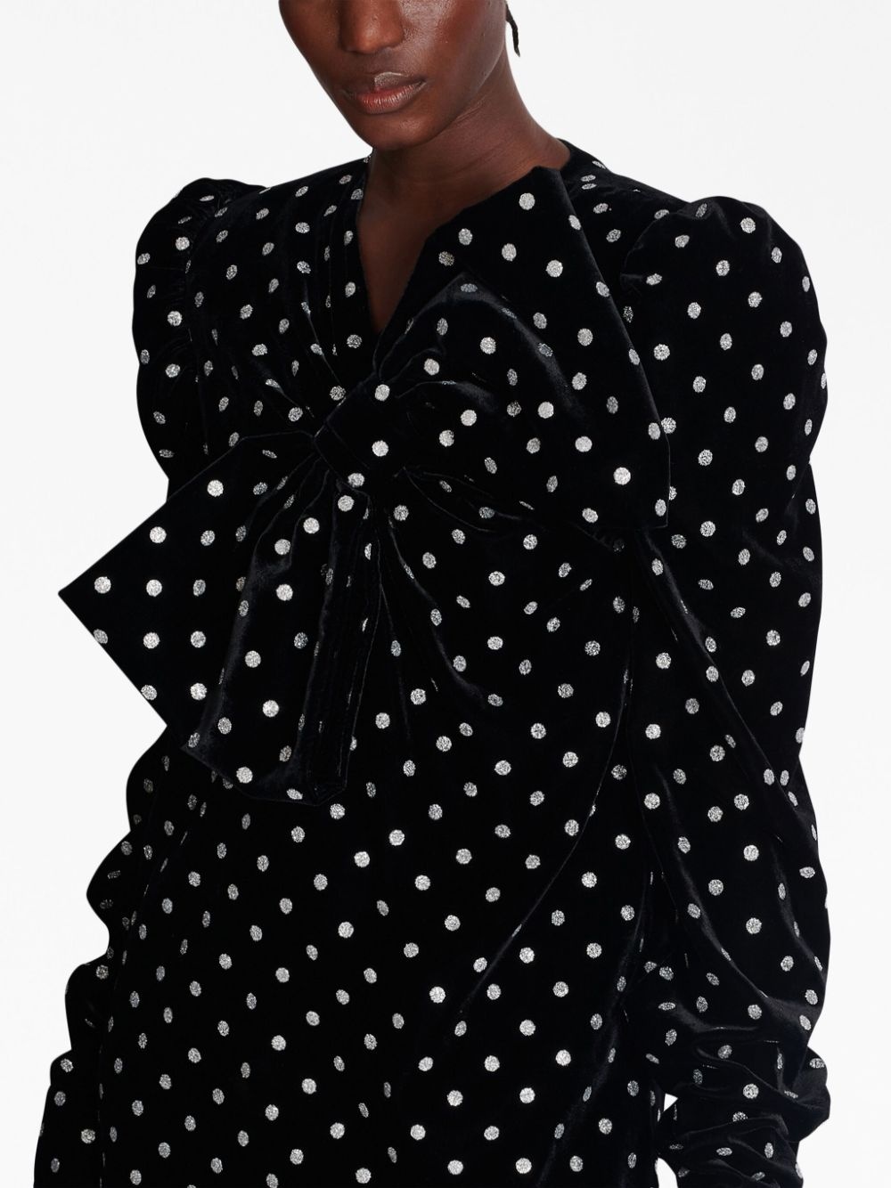 polka-dot long-sleeve dress - 7