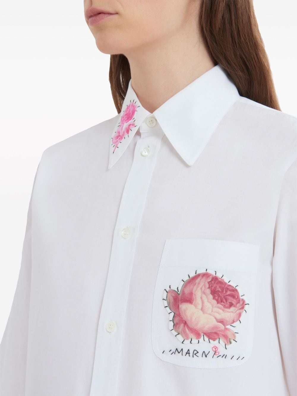 floral-appliquÃ© cotton shirt - 5