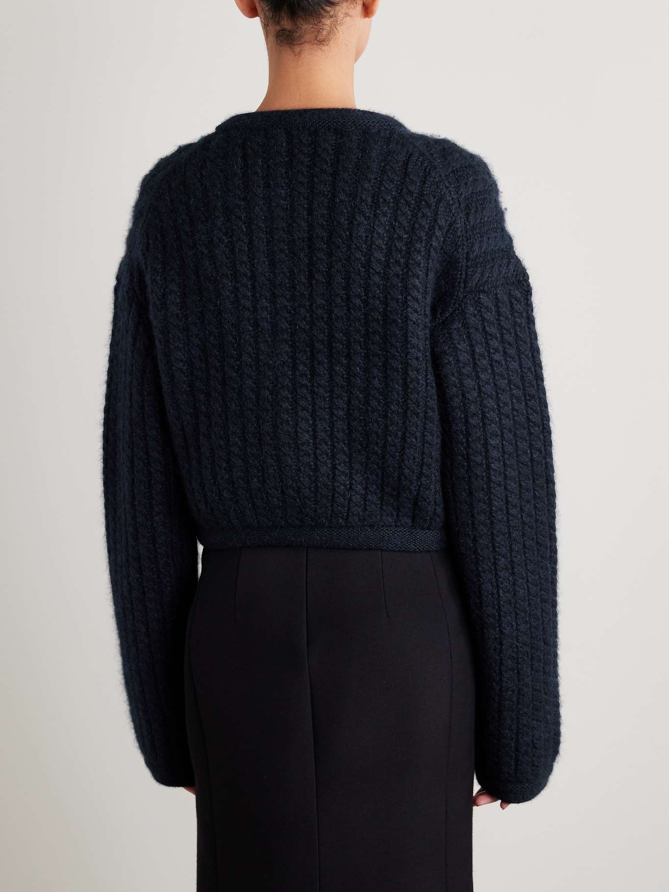 Balser cable-knit cashmere and mohair-blend cardigan Navy - 3