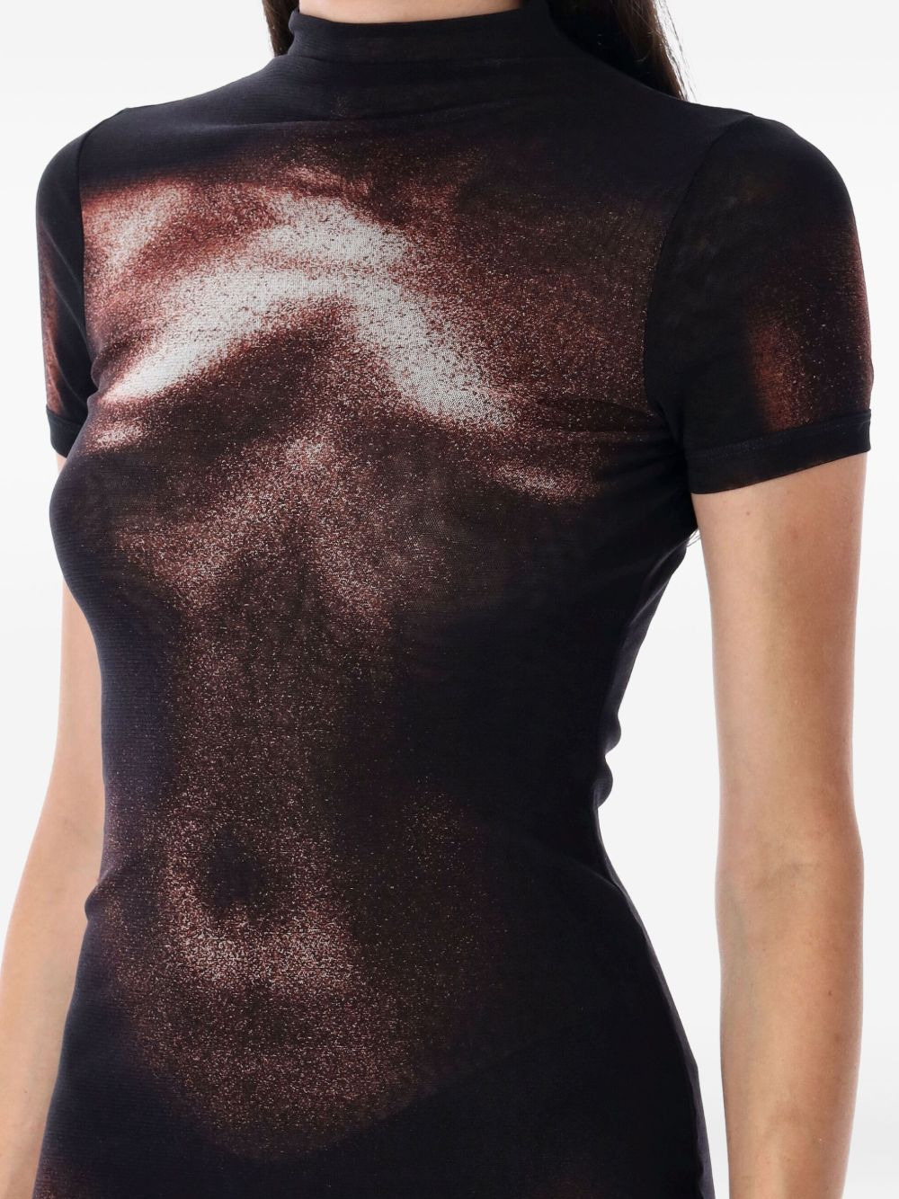mesh body-print mini dress - 3