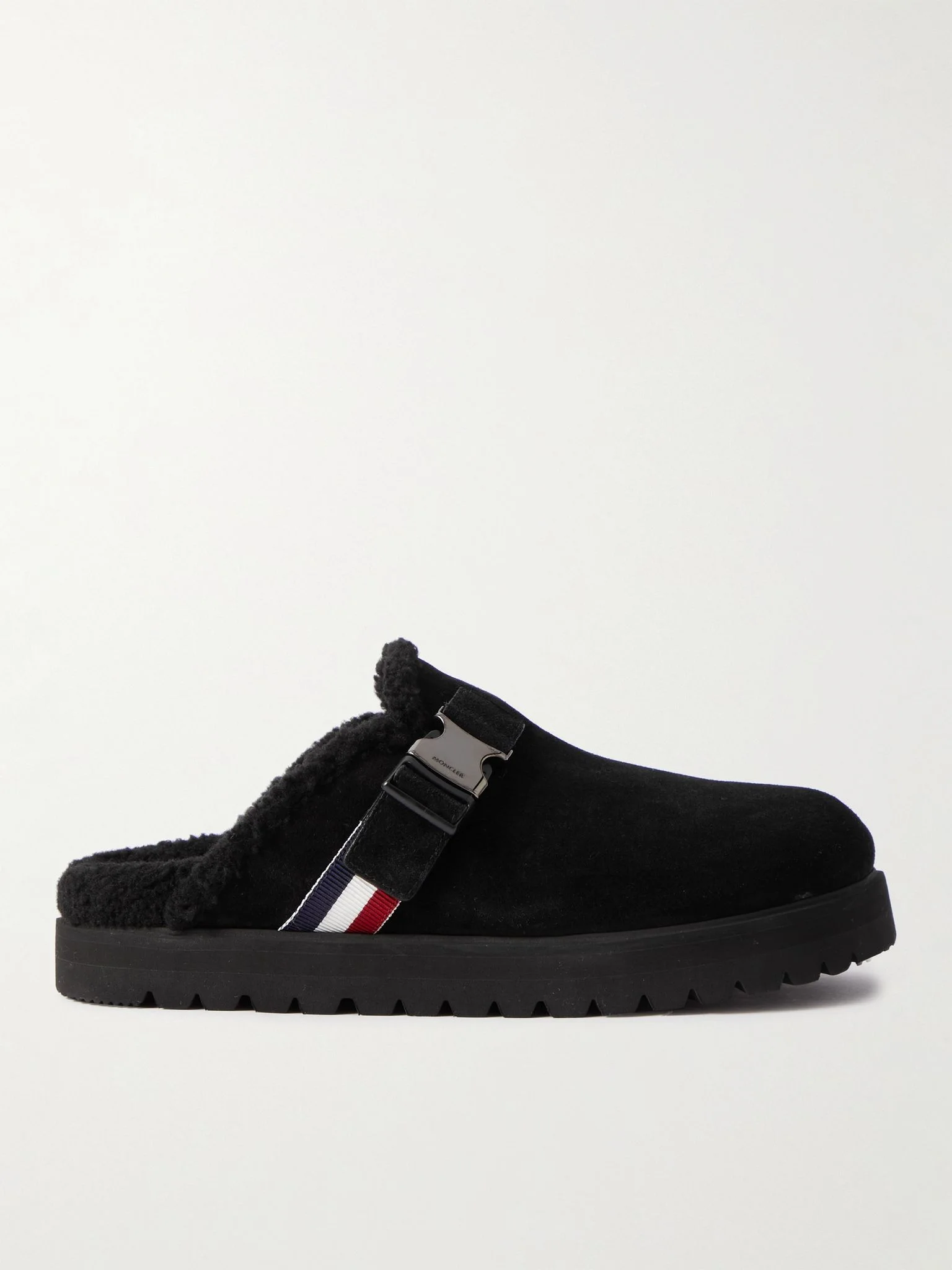 Fleece-Lined Suede Clogs Black - 1