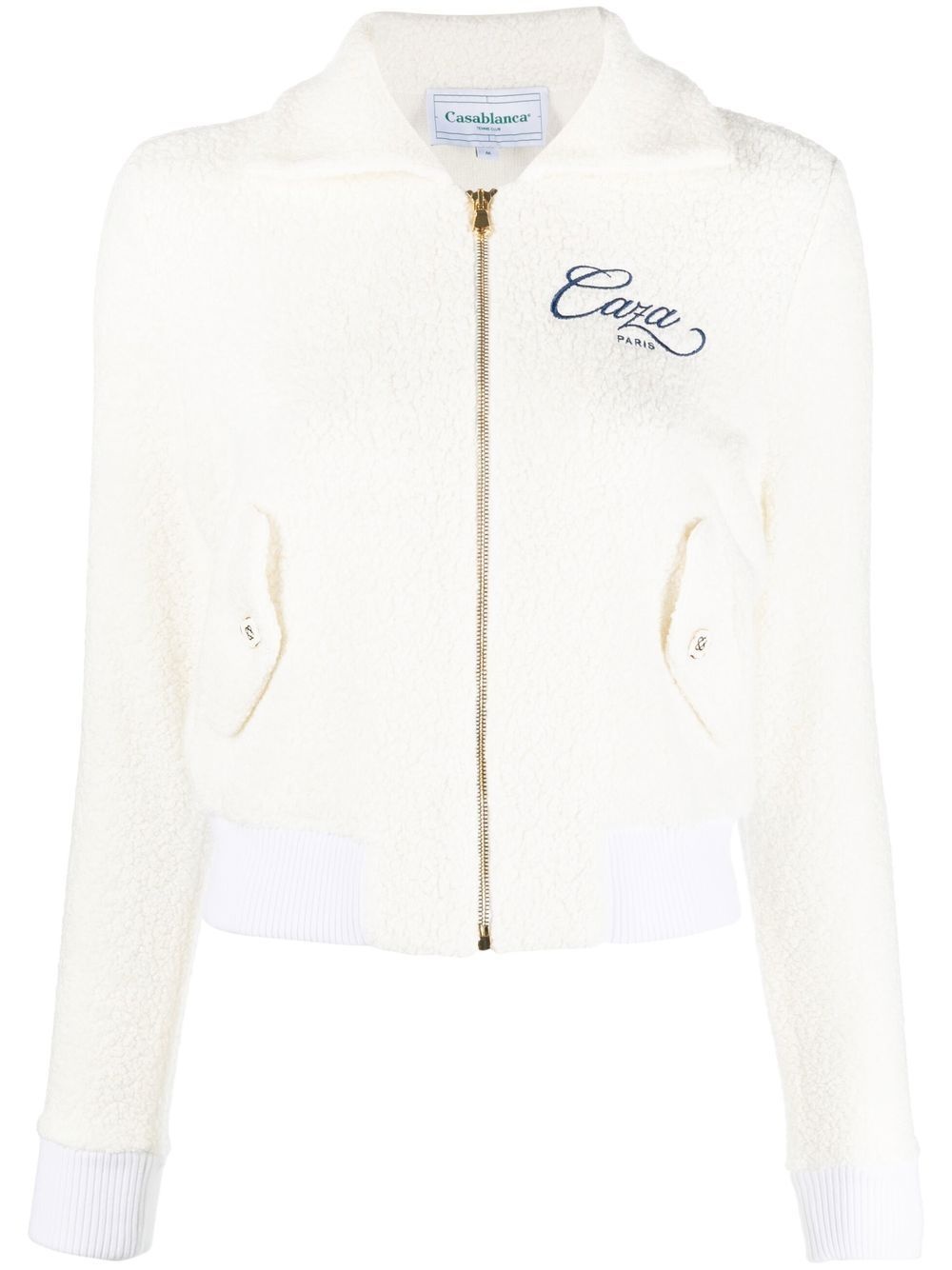 embroidered-logo zip-fastening jacket - 1