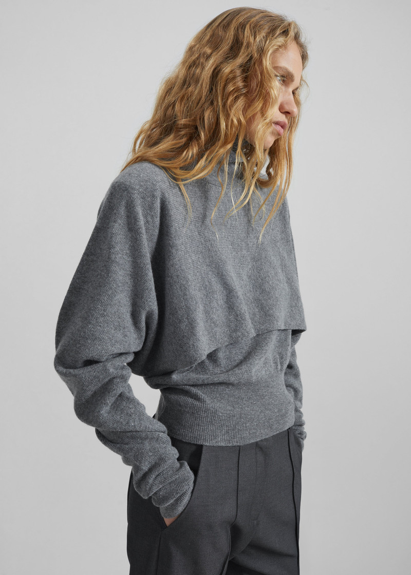Lausanne Cashmere Detachable Layered Knit Set - Grey 4