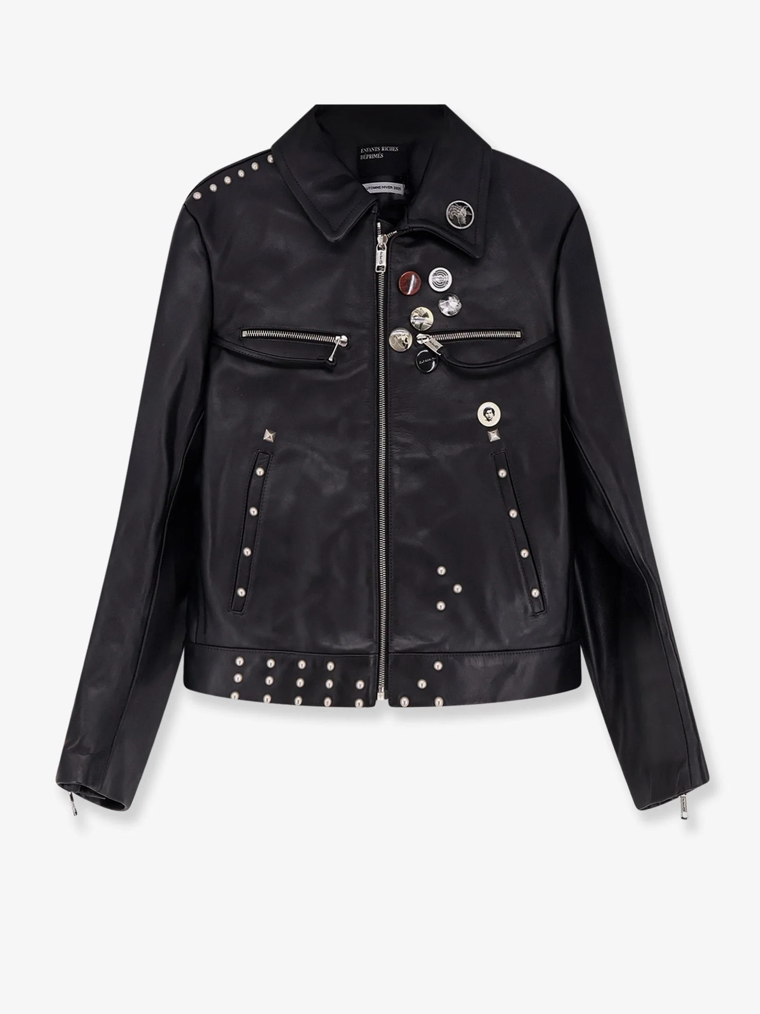 Enfants Riches Deprimes Sid Biker Leather Jacket With Metal Details On The Front - 1