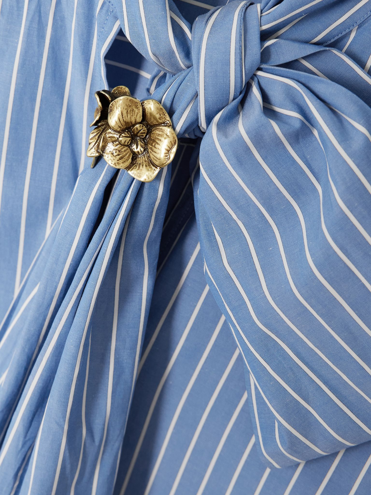 Embellished striped cotton-blend poplin shirt Light blue - 5