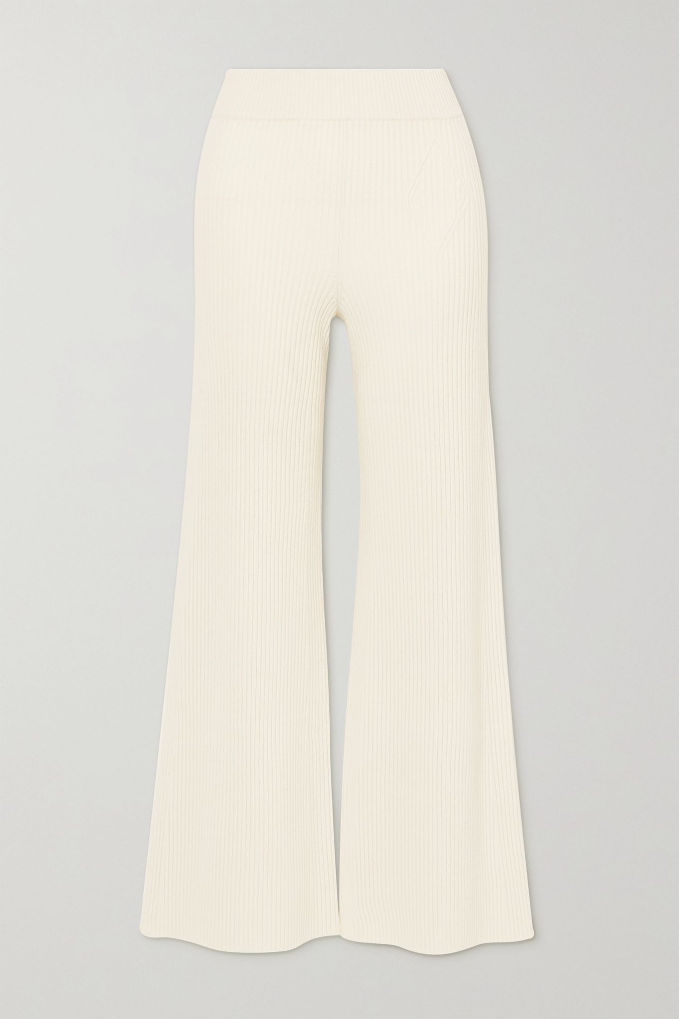 Ribbed wool-blend flared pants - 1