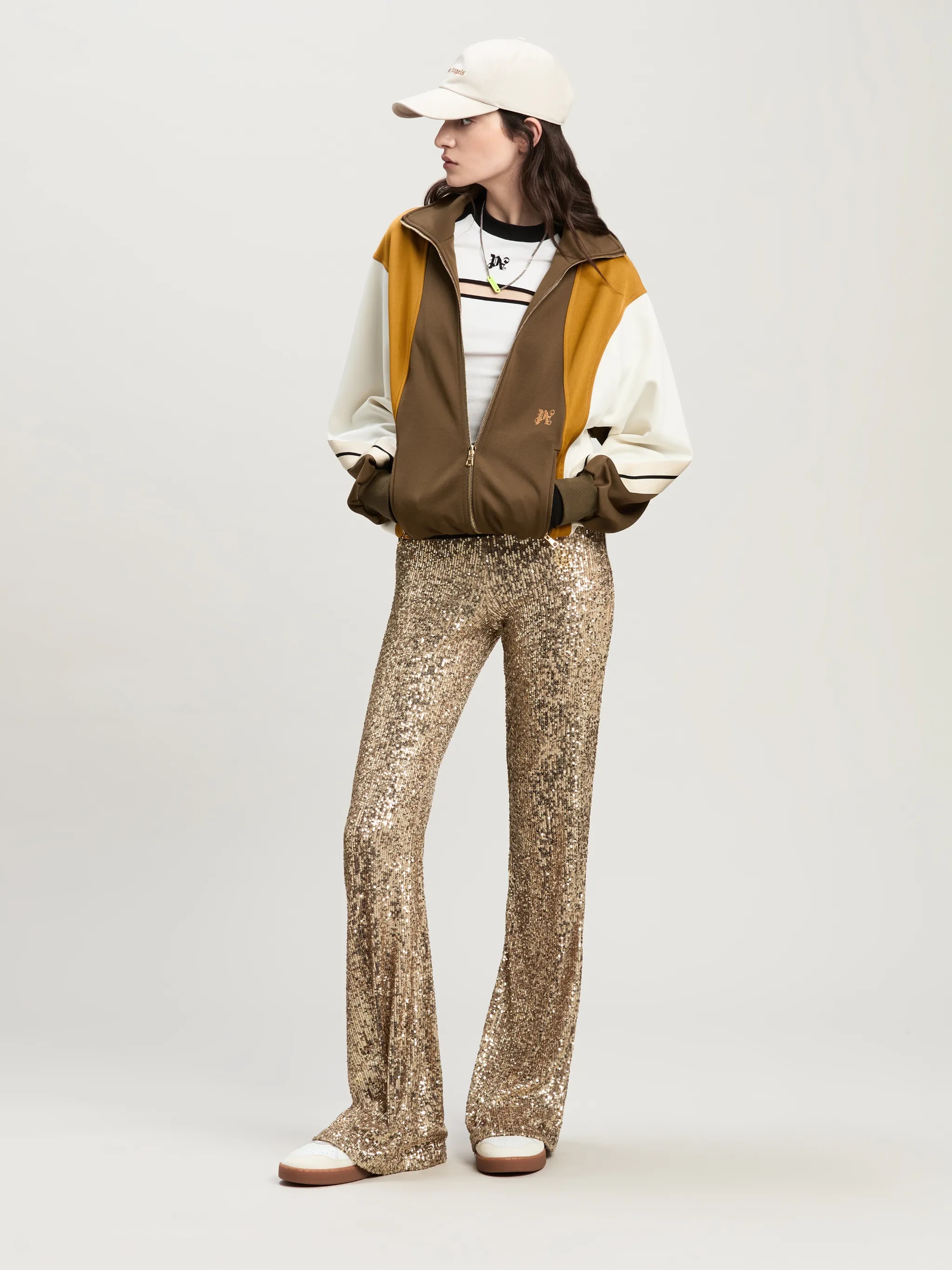 Logo Tape Sequins Flare Pants - 2
