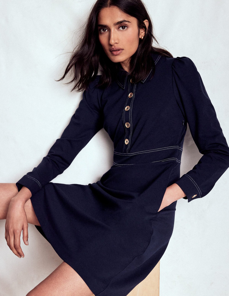 Nicolette Long Sleeve Dress-Navy 3