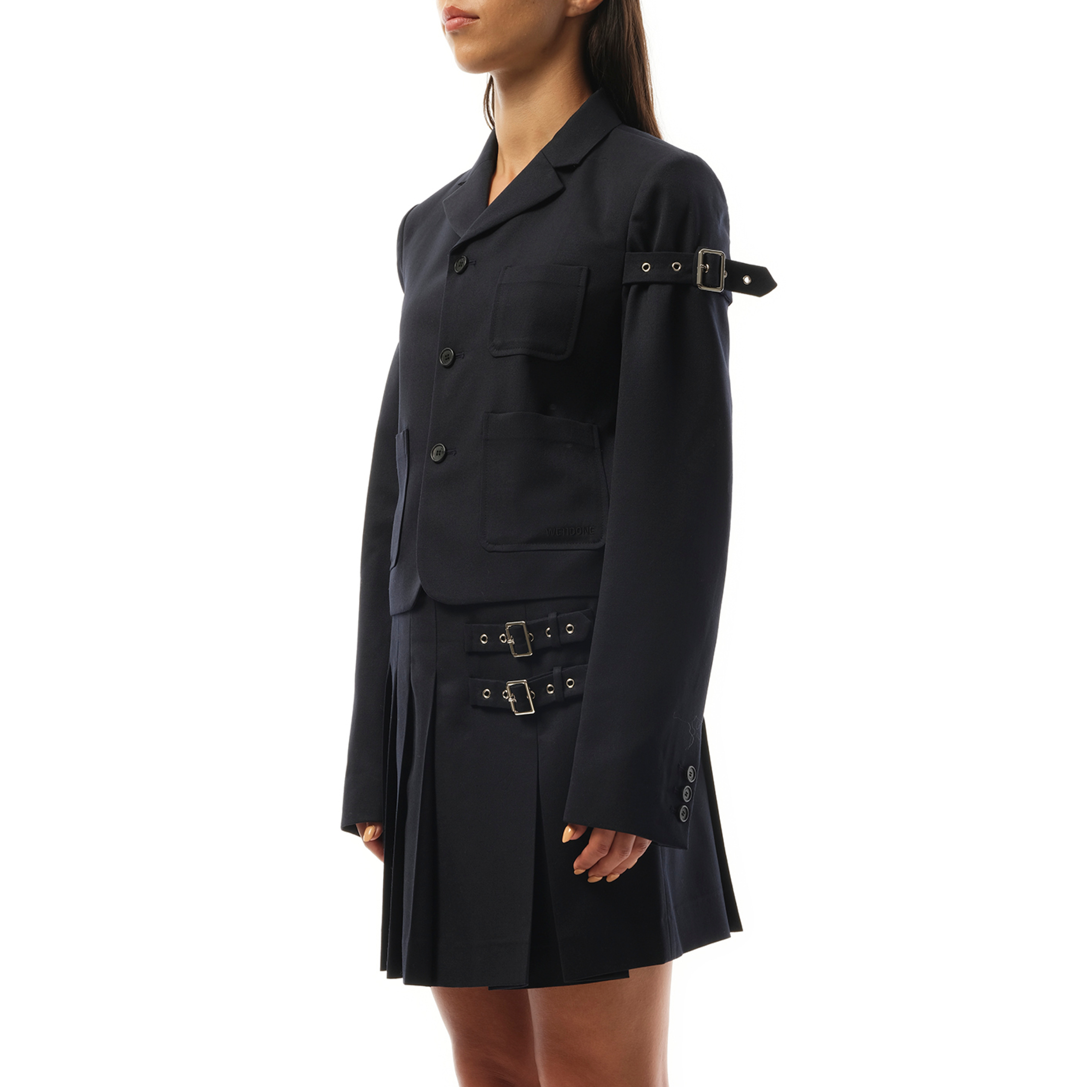 Jacket With Sleeve Strap Detail in Navy - 5