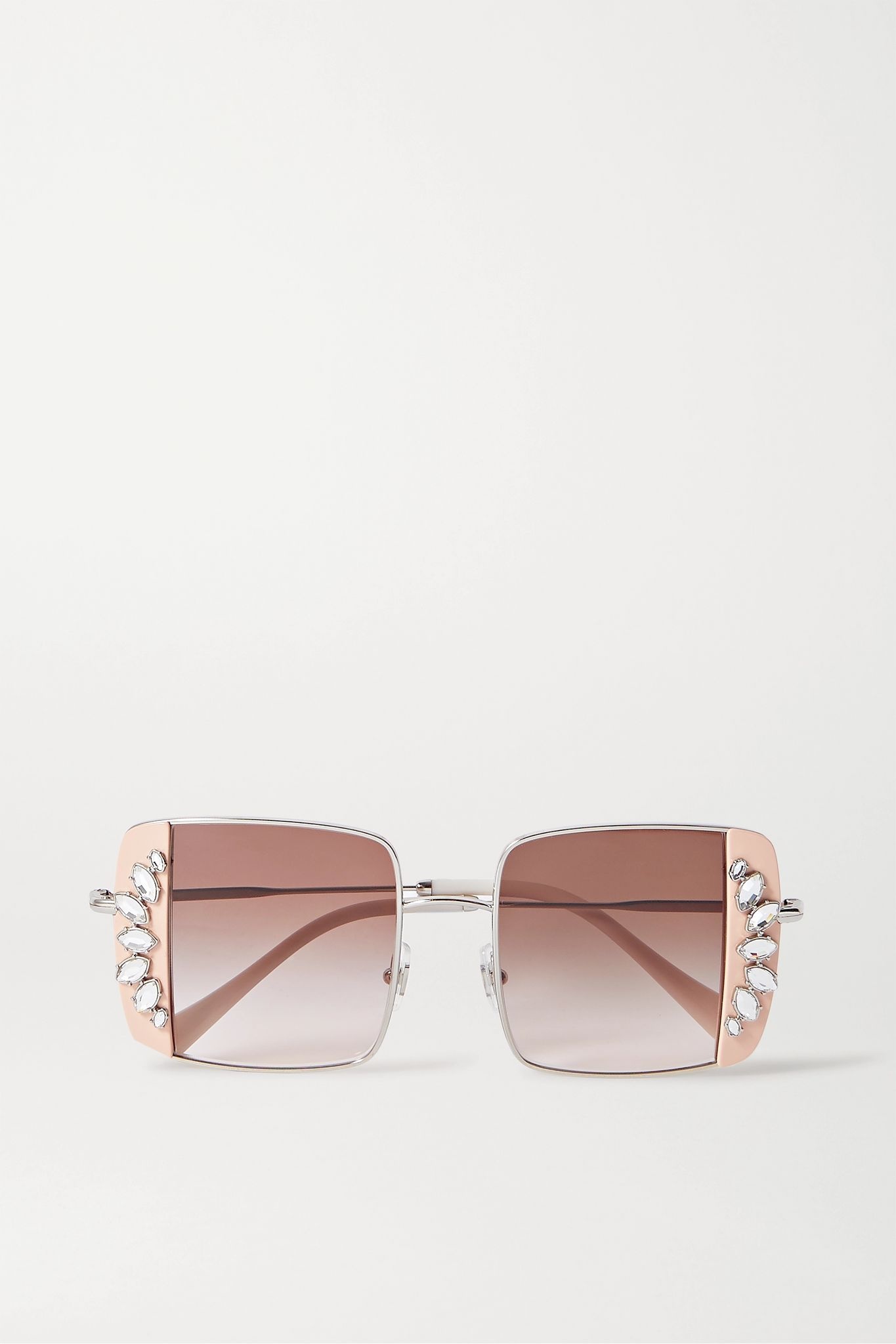 Oversized crystal-embellished square-frame acetate and silver-tone sunglasses - 1